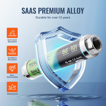 Whole House Salt Free Descaler, Physical Scale Descaler for City Water, 18 GPM Whole House Water Descaler for All Kinds of Plumbing Pipes, SAAS Alloy is Durable for Over 10 Years