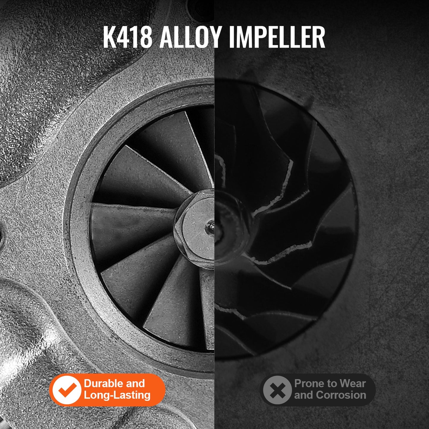 Turbo Turbocharger with Gasket Kit, Turbo Charger Replacement for Car Engines, Compatible with 1.5L-4.0L Engine Displacements, Heat Resistance Engine Turbocharger with K418 Alloy Impeller