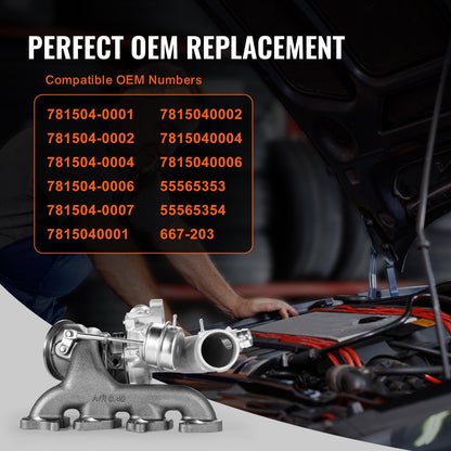 Complete Turbo Turbocharger Chevy Chevrolet Cruze 2011-2015 with Gasket Kit, Sonic 2012-2020 & Trax 2013-2021 & Buick Encore 2013-2021 Turbo Charger Compatible 1.4L Replace# 55565353