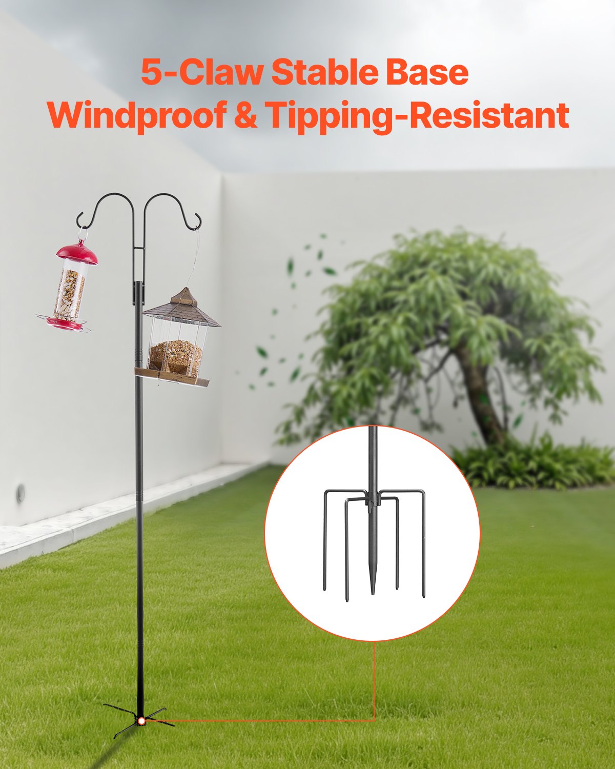 Double Shepherds Hooks for Outdoor, 8 Pack 1560 mm Heavy Duty Bird Feeder Pole, 19 mm Thick Garden Hooks for Hanging Hummingbird Feeder, Plant Baskets, Solar Light Lanterns,Wind Chimes