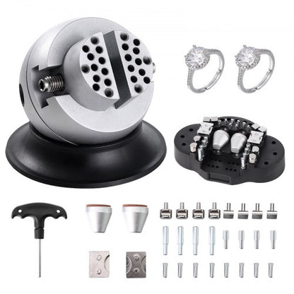 Ball Vise, 7.6 cm Engraving Setting Tool, 360° Rotation Engraving Block Vise, 30 PCS Attachment Jewelry Engraving Block Tools Standard Block for Gemstone Inlay and Small-Scale Engraving