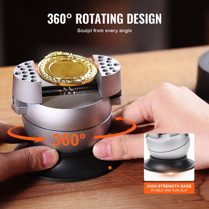 Ball Vise, 7.6 cm Engraving Setting Tool, 360° Rotation Engraving Block Vise, 30 PCS Attachment Jewelry Engraving Block Tools Standard Block for Gemstone Inlay and Small-Scale Engraving