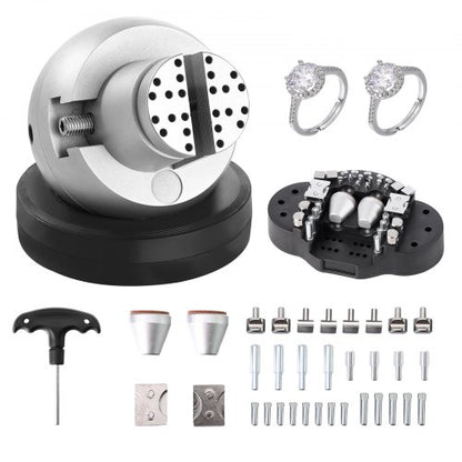 Ball Vise, 5" Engraving Setting Tool, 360° Rotation Engraving Block Vise, 35 PCS Attachment Jewelry Engraving Block Tools Standard Block for Gemstone Inlay and Small-Scale Engraving