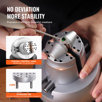 Ball Vise, 5" Engraving Setting Tool, 360° Rotation Engraving Block Vise, 35 PCS Attachment Jewelry Engraving Block Tools Standard Block for Gemstone Inlay and Small-Scale Engraving