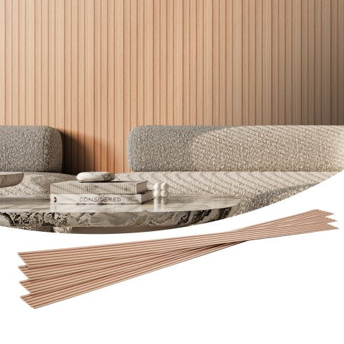Wood Slat Acoustic Panels, 8 PCS 96 x 6 inch, WPC Accent Wooden Wall Panels for Modern Interior Wall, Faux Wood Wall Board Panels for Stylish Decor and Noise Reduction, Ash Wood