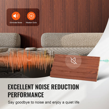 Wood Slat Acoustic Panels, 8 PCS 96 x 6 inch, WPC Accent Wooden Wall Panels for Modern Interior Wall, Faux Wood Wall Board Panels for Stylish Decor and Noise Reduction, Black Walnut