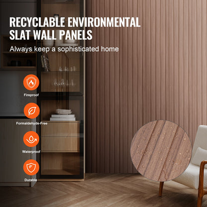 Wood Slat Acoustic Panels, 8 PCS 96 x 6 inch, WPC Accent Wooden Wall Panels for Modern Interior Wall, Faux Wood Wall Board Panels for Stylish Decor and Noise Reduction, Grey Oak