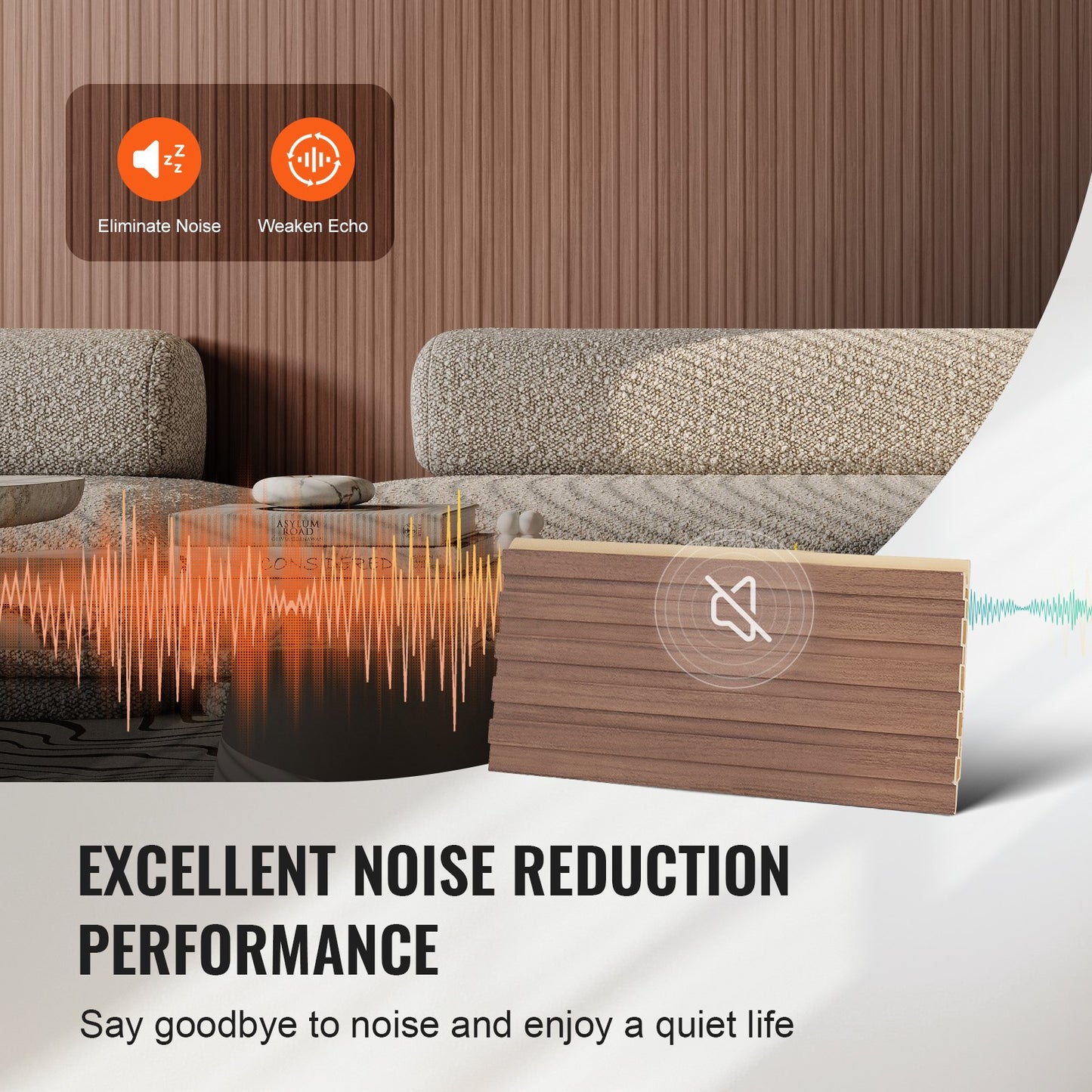 Wood Slat Acoustic Panels, 8 PCS 96 x 6 inch, WPC Accent Wooden Wall Panels for Modern Interior Wall, Faux Wood Wall Board Panels for Stylish Decor and Noise Reduction, Grey Oak