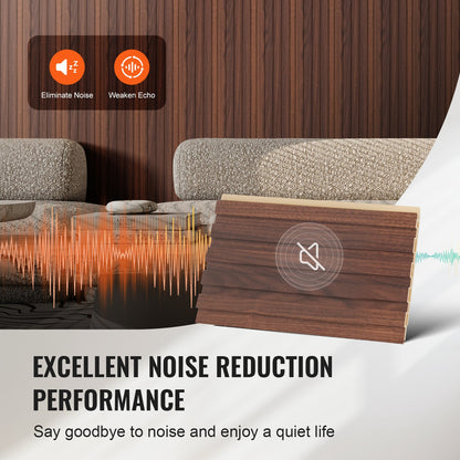 Wood Slat Acoustic Panels, 8 PCS 96 x 6 inch, WPC Accent Wooden Wall Panels for Modern Interior Wall, Faux Wood Wall Board Panels for Stylish Decor and Noise Reduction, Dark Teak