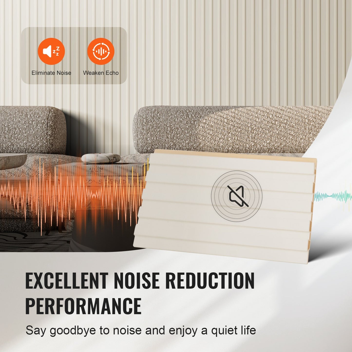 Wood Slat Acoustic Panels, 8 PCS 96 x 6 inch, WPC Accent Wooden Wall Panels for Modern Interior Wall, Faux Wood Wall Board Panels for Stylish Decor and Noise Reduction, Matte White