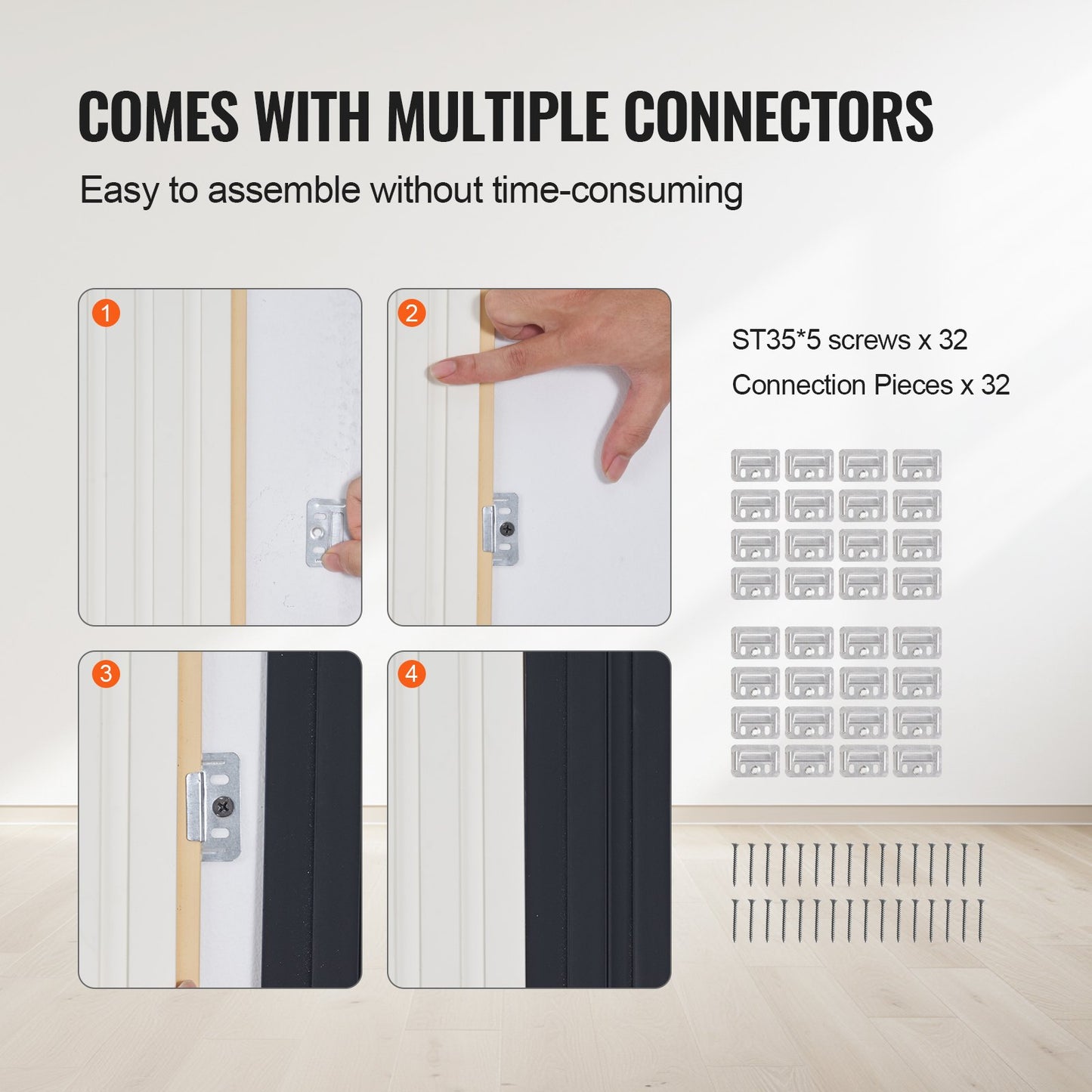 Wood Slat Acoustic Panels, 8 PCS 96 x 6 inch, WPC Accent Wooden Wall Panels for Modern Interior Wall, Faux Wood Wall Board Panels for Stylish Decor and Noise Reduction, Matte White