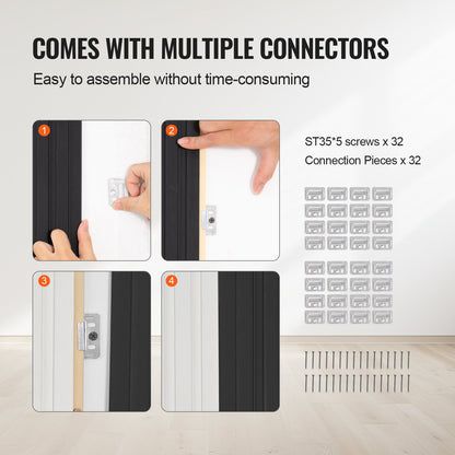 Wood Slat Acoustic Panels, 8 PCS 96 x 6 inch, WPC Accent Wooden Wall Panels for Modern Interior Wall, Faux Wood Wall Board Panels for Stylish Decor and Noise Reduction, Matte Black