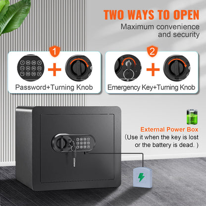 Safe, 33.9 L Home Safe, Steel Security Safe with Digital Keypad and 2 Keys, Cabinet Safe with Fire-proof Bag, Protect Cash, Gold, Jewelry, Documents for Home, Hotel, 40.1 x 30.0 x 35.1 cm