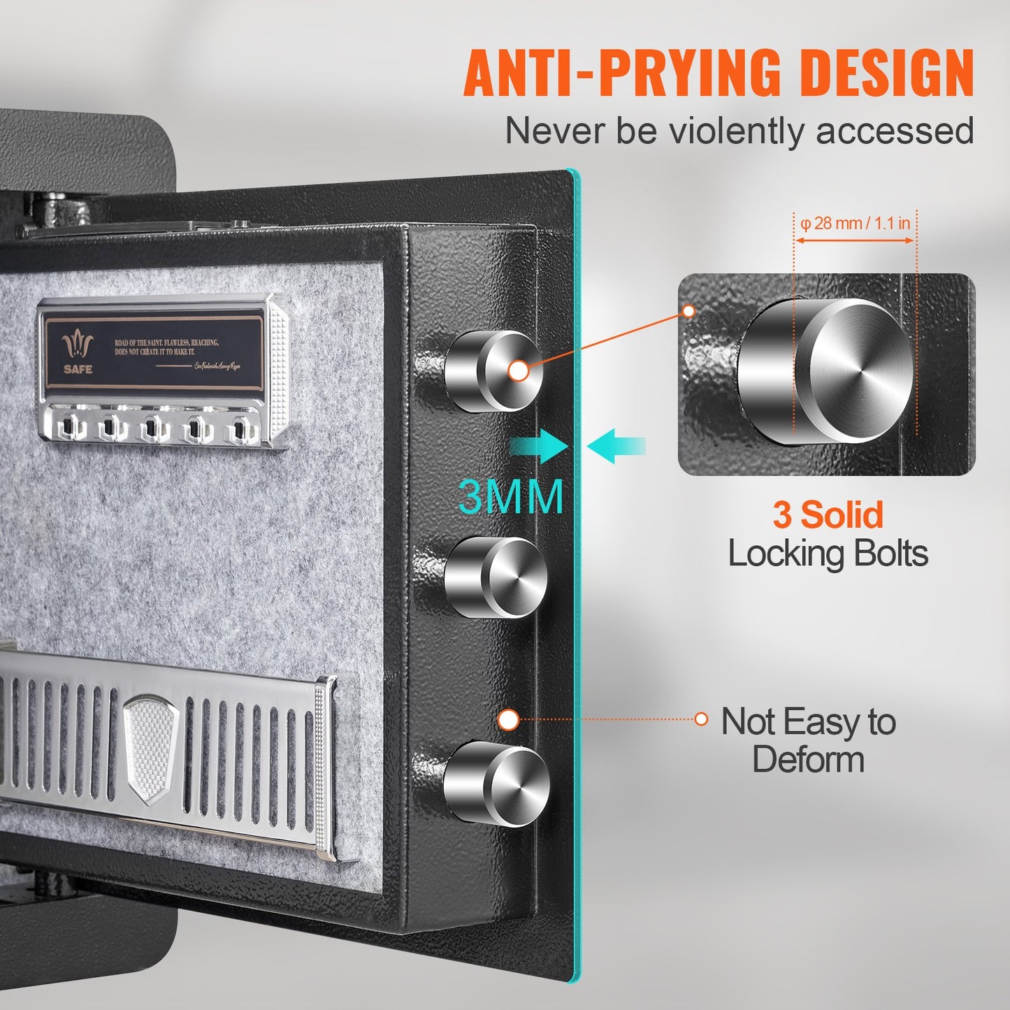 Safe, 33.9 L Home Safe, Steel Security Safe with Digital Keypad and 2 Keys, Cabinet Safe with Fire-proof Bag, Protect Cash, Gold, Jewelry, Documents for Home, Hotel, 40.1 x 30.0 x 35.1 cm