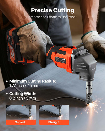 Cordless Metal Nibbler, with 20 V 4000 mAh Battery, 2200 RPM Efficient Brushless Motor, Electric Nibbler Metal Cutter with Plastic Carrying Case for Cutting Steel Sheet and Aluminum Sheet