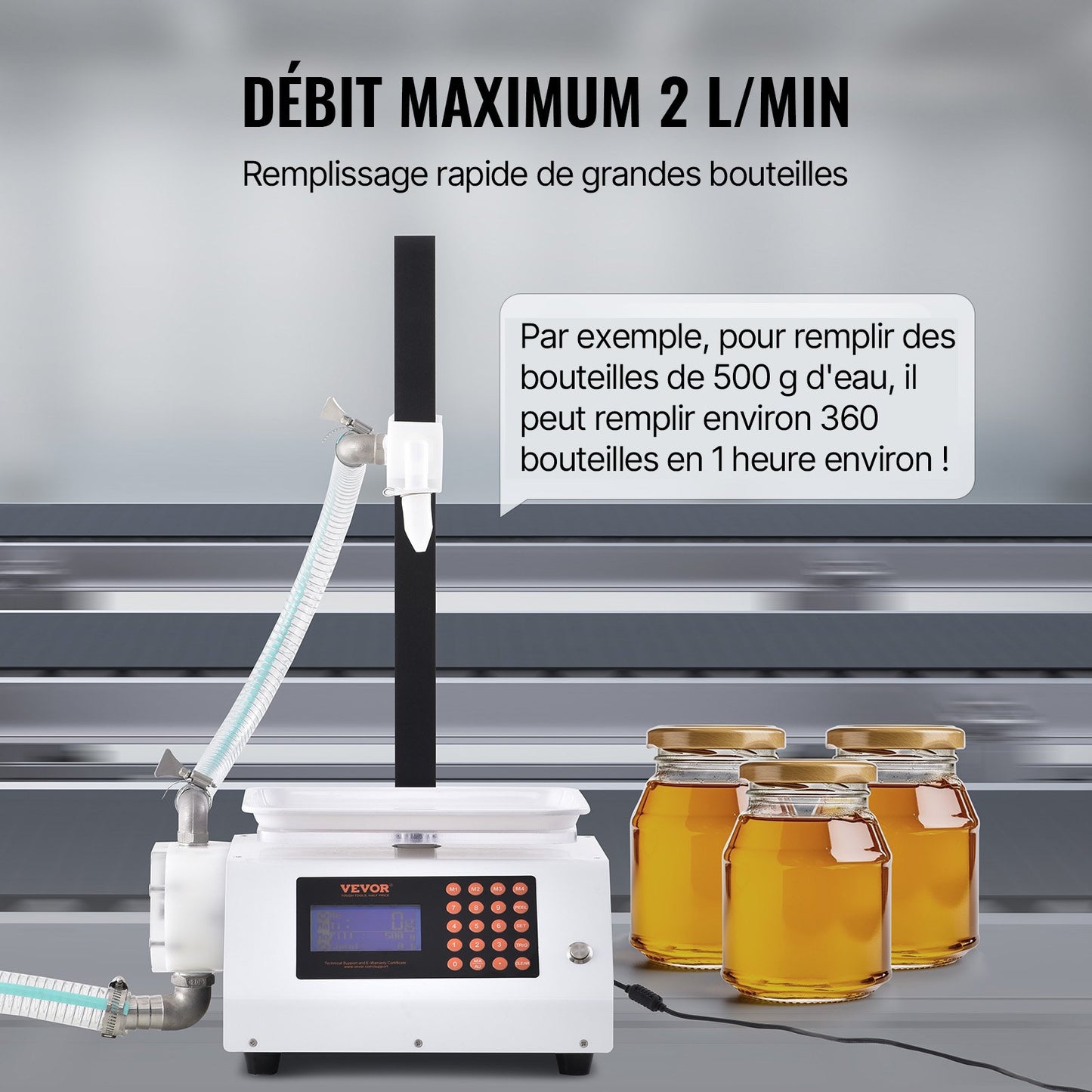 Liquid Filling Machine, 50-5000 g Weighing Capacity, Automatic Bottle Filler Machine Bottling Machine Gear Pump Digital Control for Honey, Oil, Wine, Detergent, Viscous Liquids