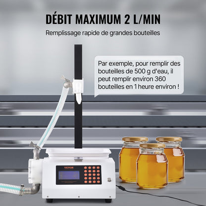 Liquid Filling Machine, 50-5000 g Weighing Capacity, Automatic Bottle Filler Machine Bottling Machine Gear Pump Digital Control for Honey, Oil, Wine, Detergent, Viscous Liquids