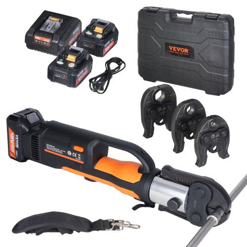 Press Tool and Battery Kit, Pro Press Tool, Electric Pipe Crimping Tool with M15, M22, M28 Jaws, Press Tool Kit with 2pcs 18V 4.0Ah Battery, Fast Charger, and Carrying Case