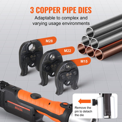 Press Tool and Battery Kit, Pro Press Tool, Electric Pipe Crimping Tool with M15, M22, M28 Jaws, Press Tool Kit with 2pcs 18V 4.0Ah Battery, Fast Charger, and Carrying Case