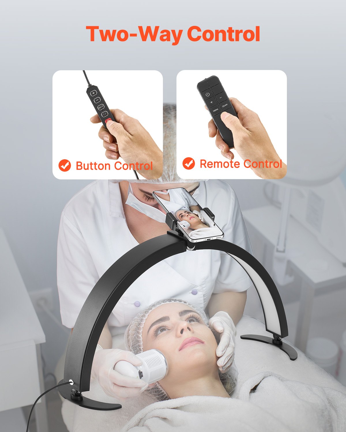 Nagelbordslampa, 40 W halvmåneformad skrivbordslampa med telefonhållare, justerbar ljusstyrka och färgtemperatur, välvd LED-bordslampa för nageltekniker, tatuerare, skönhet, ögonfransförlängningar