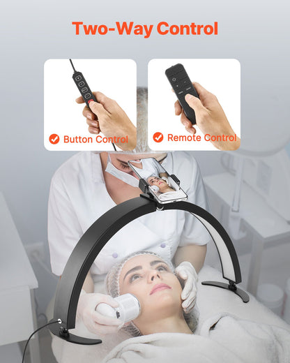 Nagelbordslampa, 40 W halvmåneformad skrivbordslampa med telefonhållare, justerbar ljusstyrka och färgtemperatur, välvd LED-bordslampa för nageltekniker, tatuerare, skönhet, ögonfransförlängningar