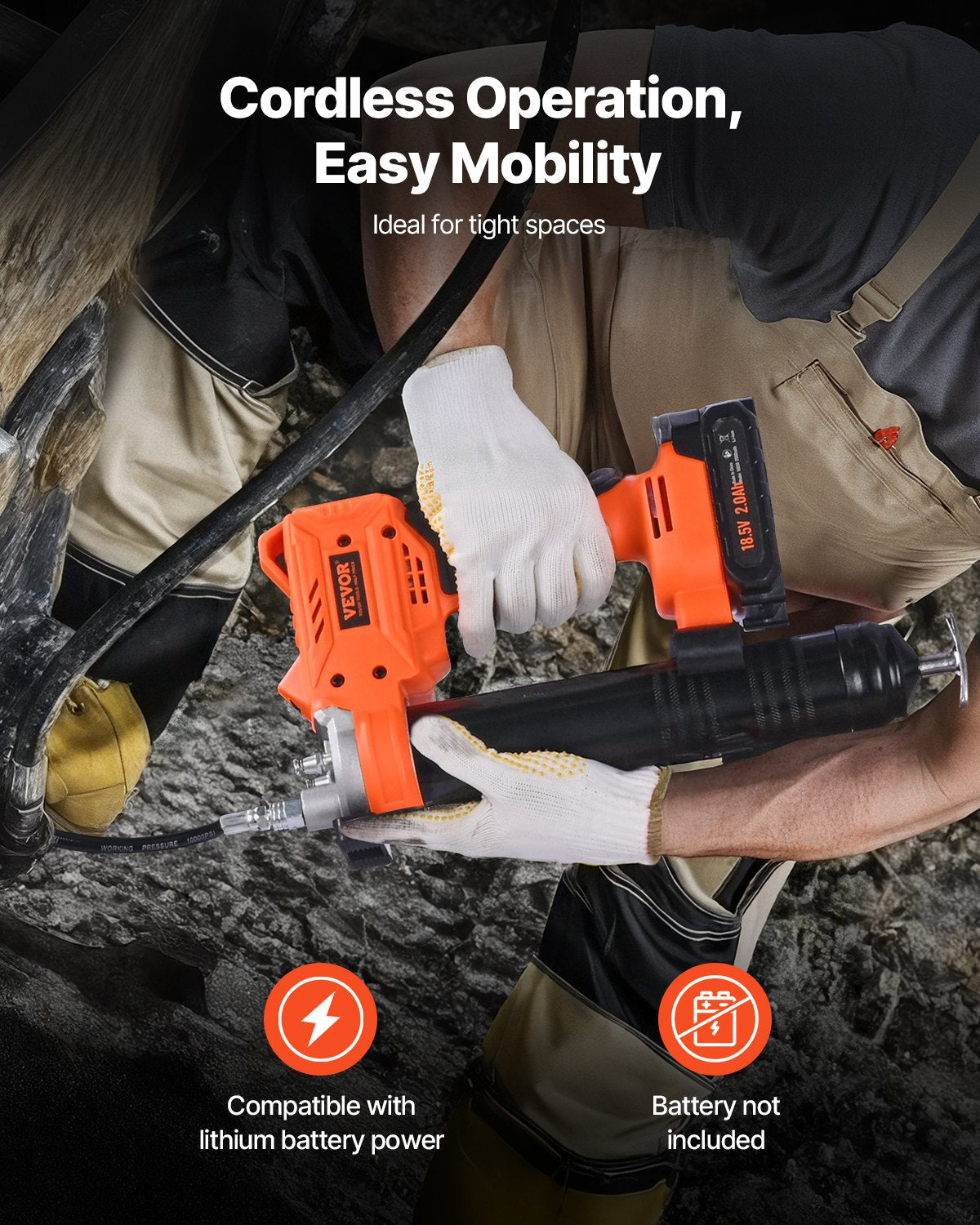 Sladdlös fettspruta, 8000 PSI maxtryck, batteridriven fettspruta med LED-lampa och 35,4-tums slang, kompatibel med 18V Makita-batterier, för smörjning av fordon eller maskiner (endast verktyg)