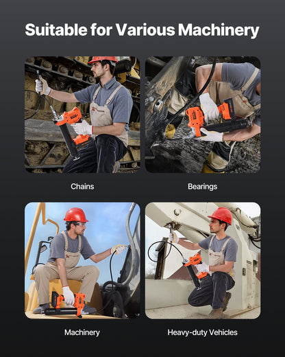 Sladdlös fettspruta, 8000 PSI maxtryck, 20V elektrisk fettspruta med 2,0 Ah batteri och LED-lampa, 35,4-tums slang och bärväska, variabel hastighet, smörjning av fordon eller maskiner