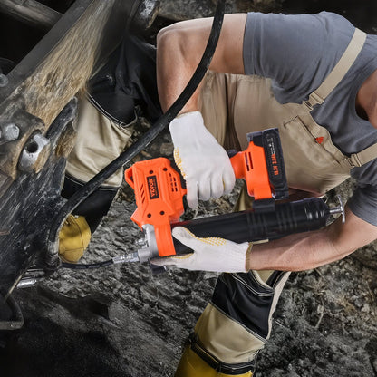 Sladdlös fettspruta, 8000 PSI maxtryck, 20V elektrisk fettspruta med 2,0 Ah batteri och LED-lampa, 35,4-tums slang och bärväska, variabel hastighet, smörjning av fordon eller maskiner