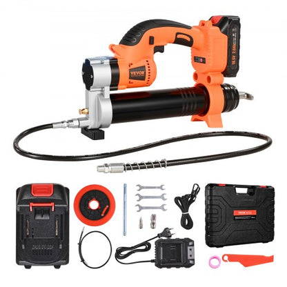 Sladdlös fettspruta, 8000 PSI maxtryck, 20V elektrisk fettspruta med 2,0 Ah batteri och LED-lampa, 30-tums slang och bärväska, variabel hastighetsbrytare, smörjning av fordon eller maskiner