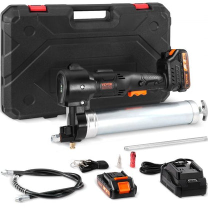 Cordless Grease Gun, 20-Volt, 10,000 PSI, 39" Long Hose, Electric Grease Gun Kit Professional High Pressure Battery Powered Grease Gun with Carrying Case, Battery and Charger Included, Black