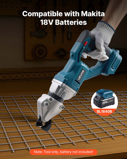 Metallsax, Plåtskärare Sladdlös med 360-graders vridbart huvud, Dubbla blad, 25000 varv/min, Skär 1,22 mm galvaniserat stål, 1 mm rostfritt stål, Aluminiumplåt, Plast, Kartong