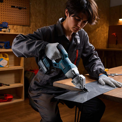 Metallsax, sladdlös plåtskärare med 360-graders vridbart huvud, dubbla blad, 220VAC 20VDC, skär 1,22 mm galvaniserat stål, 1 mm rostfritt stål, aluminium, plast, kartong, 2800 SPM