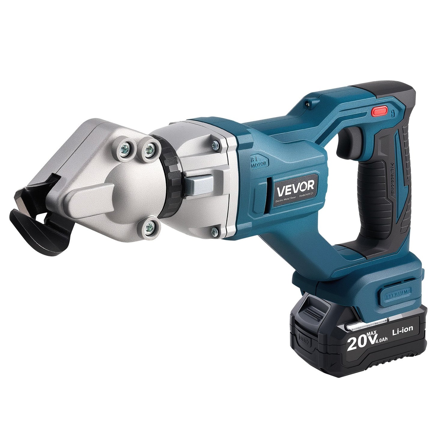 Metallsax, sladdlös plåtskärare med 360-graders vridbart huvud, dubbla blad, 220VAC 20VDC, skär 1,22 mm galvaniserat stål, 1 mm rostfritt stål, aluminium, plast, kartong, 2800 SPM