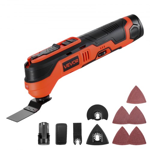 Cordless Oscillating Tool, 12V Multitool Oscillating Saw Tool with 6 Variable Speeds 6000 - 17500 OPM, 3.2° Oscillating Angle, 2.0Ah Battery Pack & Charger, 8PCS Saw Accessories & LED Work Light