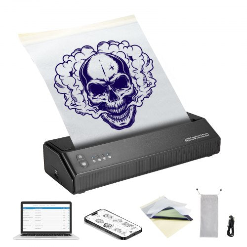 Tattoo Transfer Stencil Printer, Wireless Bluetooth Tattoo Stencil Printer Machine with 10Pcs Transfer Paper and Cloth Bag, Portable Tattoo Printer for Android and iOS Phone, iPad and PC