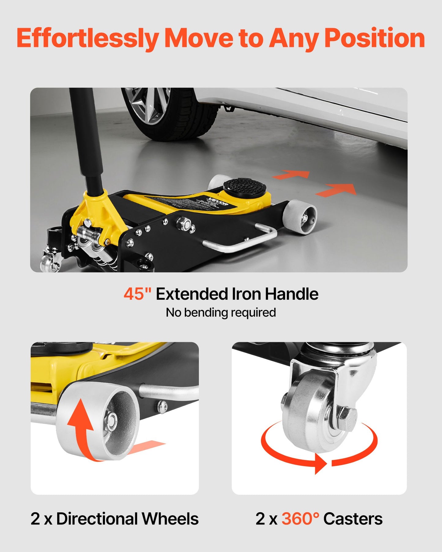Low Profile Floor Jack, 2.5 Ton Capacity, Aluminum & Steel Racing Floor Jack with Dual Pistons Quick Lift Pump, Hydraulic Trolley Car Lift for Sedans & Compact SUVs, Lifting Range 95-475 mm