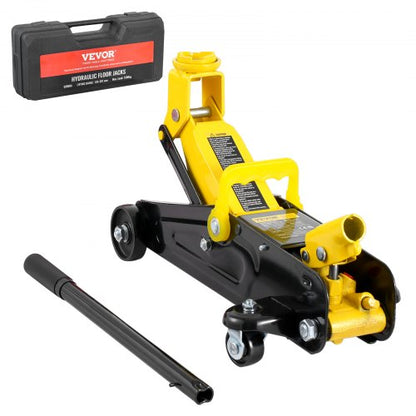 Low Profile Floor Jack 1.5 Ton (3300 lbs), Heavy Duty Iron Hydraulic Racing Floor Jack, Hydraulic Car Jack, Single Piston Quick Lift Pump, 4.7"-12.1" Height Lifting Range (Yellow)