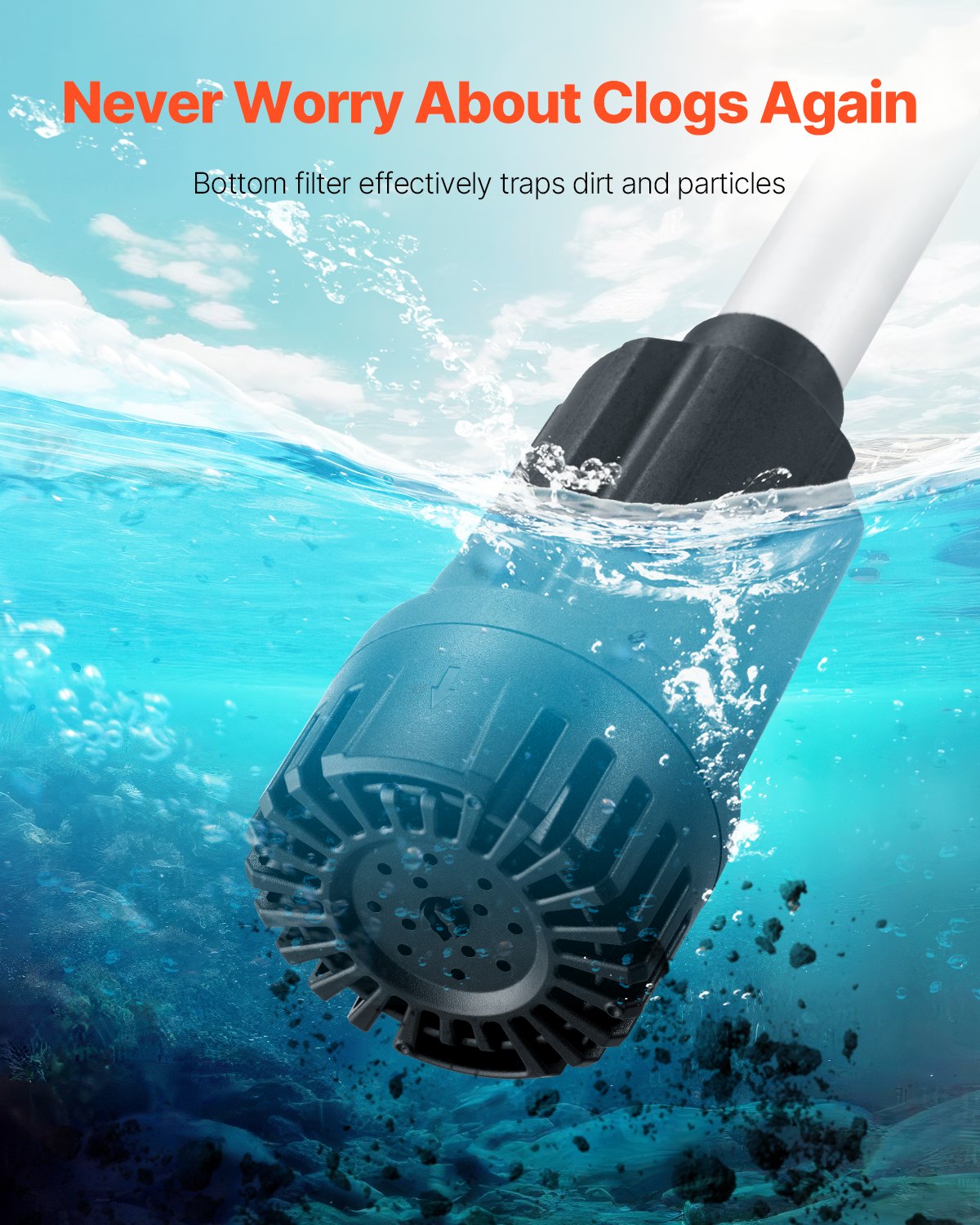 Cordless Stick Water Transfer Pump, 33 L/min(528GPH), Portable Sump Pump with NPT3/4" Garden Hose, Compatible with Dewalt 20V MAX Battery (No Battery), Electric Utility Stick Pump for Pool, Garden, Pond