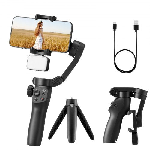 Gimbal Stabilizer for Smartphone, 3-Axis Stabilization, Phone Gimbal for Android & iPhone with Magnetic Fill Light, Face Tracking, Gesture Control, Phone Stabilizer for Video Recording Vlogging
