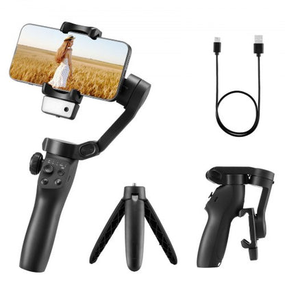 Gimbal Stabilizer for Smartphone, 3-Axis Stabilization, AI-Powered Phone Gimbal for Android iPhone with Fill Light, Tripod, Auto Tracking, Portable Foldable Phone Stabilizer for Video Recording