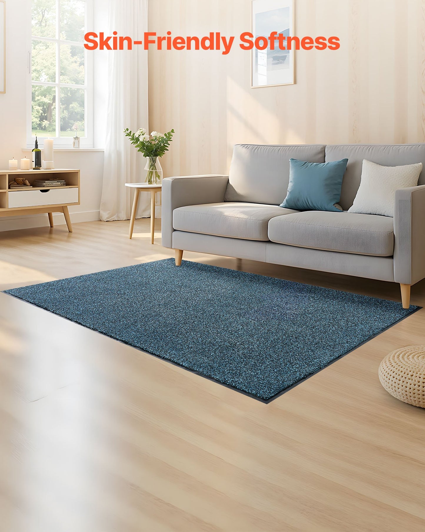 Front Door Mat, 1829 x 1219 mm Commercial Floor Mat for Indoor and Outdoor, Industrial Entrance Carpet with PVC Backing, Heavy Duty Washable Entry Rug for Hallway, Balcony, Garage, Slate Blue