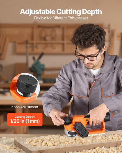 Sladdlös handhyvel, 56 mm skärbredd, 14500 varv/min elektrisk handhyvel med 2 Ah 12V litiumbatteri, borstlös motor, justerbart skärdjup, 2 blad, för träbearbetning, träfasning, gör-det-själv
