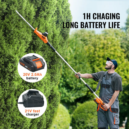 20V Cordless Hedge Trimmer Telescoping Pole Hedge Trimmer 18 inch Blade