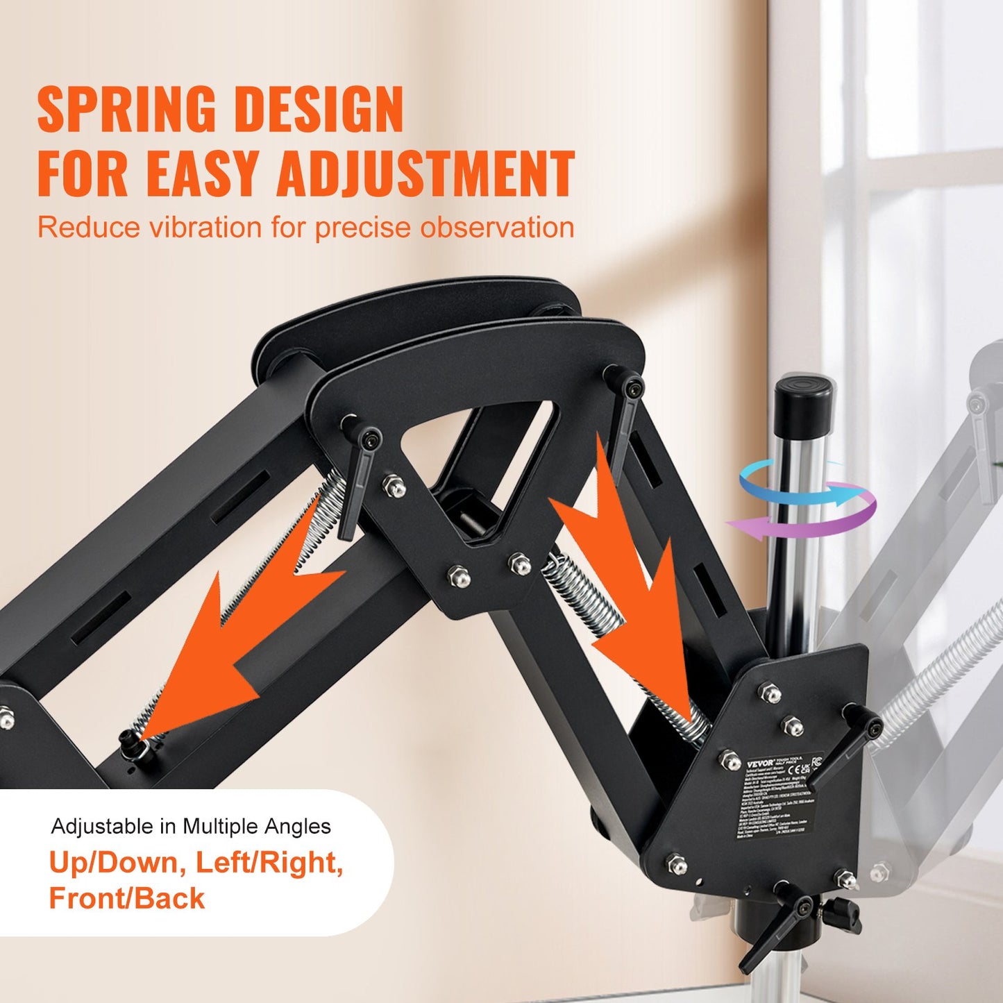 Multi-Directional Microscope with Spring Bracket, 7X-45X Magnification Jewelry Microscope, Micro Jewelry Inlaid Stand with Integrated USB Ring LED Light, Jewelers Microscope for Jewelry Inlay