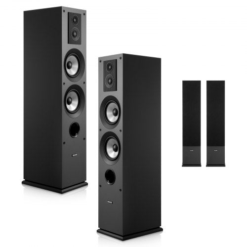 Passive Floorstanding Speakers Pair, 3-Way, Floor-Standing Tower Speakers, 19.05 mm&25.4 mm Tweeter, Dual 133.35 mm Woofers, 145W Peak Power, 70Hz–20kHz Frequency Response, MDF Enclosure, for Home Audio