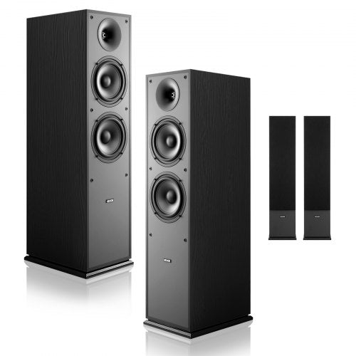 Passive Floorstanding Speakers, 2-Way, Floor-Standing Tower Speakers with 25.4 mm Tweeter, Dual 165.1 mm Woofers, 400W Peak, 65Hz–20kHz Frequency Response, Durable MDF Enclosure, for Home Audio, Pair