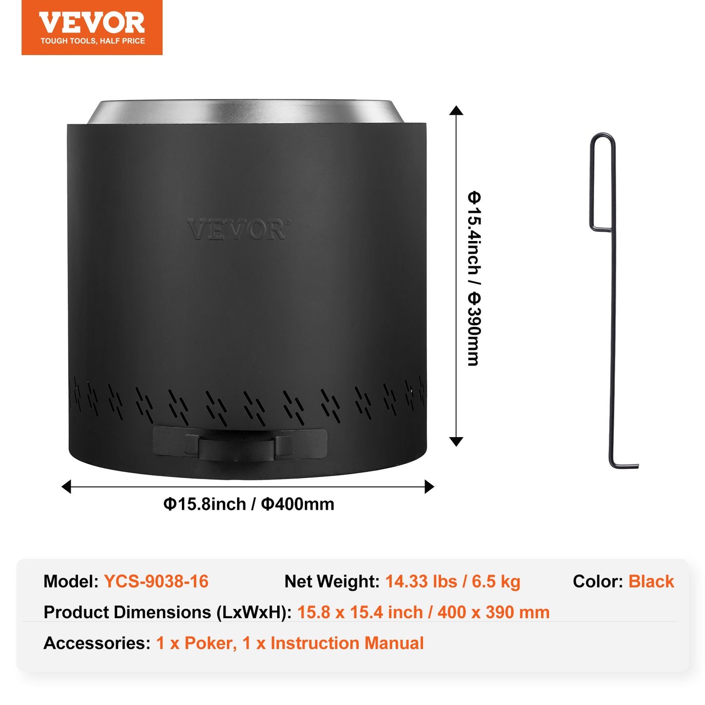 Smokeless Fire Pit Stove Bonfire 40.1 cm Dia Wood Burning Stainless Steel