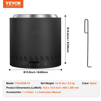 Smokeless Fire Pit Stove Bonfire 40.1 cm Dia Wood Burning Stainless Steel