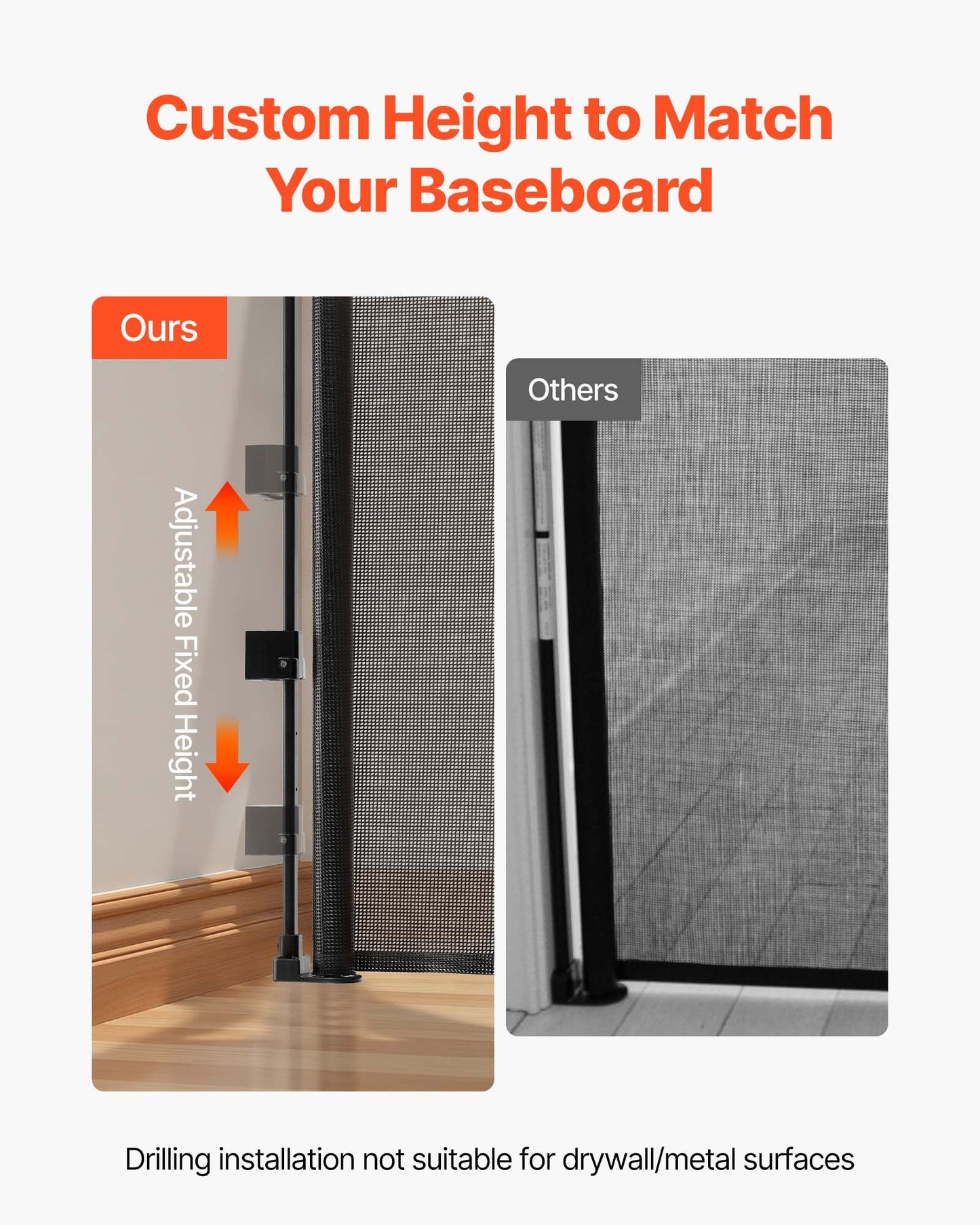 Infällbar hundgrind, förlängs till 3100 mm extra bred, 795 mm hög, med förstärkta glasfiberremsor, förhindrar att man kryper igenom, nätgrind för hundar, altaner, dörröppningar, garage, inomhus, svart