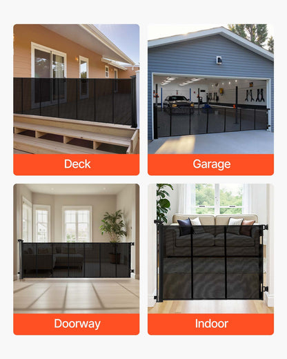 Retractable Baby Gate, Extends to 3050 mm Extra Wide, 980 mm Tall, with Reinforced Fiberglass Strips, Avoids Crawling Through, Mesh Dog Gate for Decks, Doorways, Garages, Indoor, Black